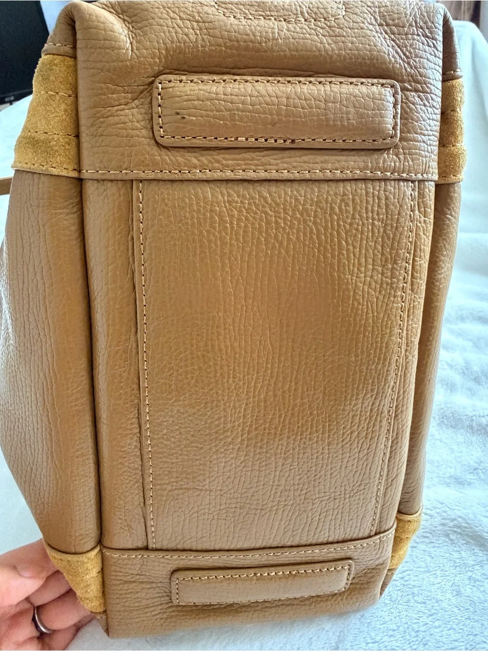 Hammitt Otis Tan Leather Tote with Suede Trim Work Travel Tote Bag